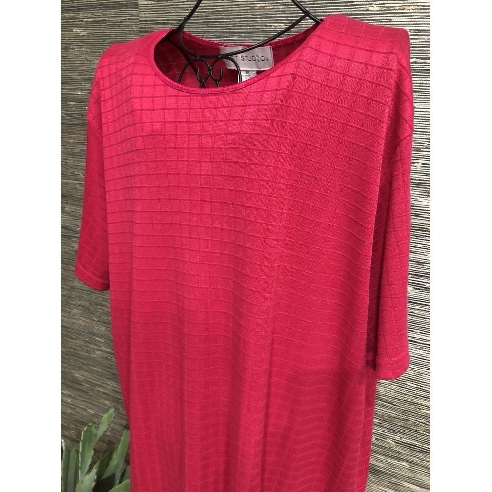 3X Plus Pink Top Blouse Stretch Short Sleeve CST